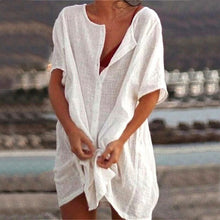 Load image into Gallery viewer, Solid Women Shirt Dress Fashion 2020 Spring Summer Short Sleeve Sexy Mini Dresses Casual Loose Basic Ruched Short Dress