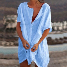 Load image into Gallery viewer, Solid Women Shirt Dress Fashion 2020 Spring Summer Short Sleeve Sexy Mini Dresses Casual Loose Basic Ruched Short Dress