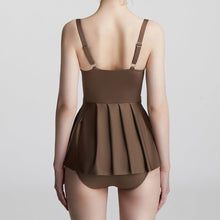 Load image into Gallery viewer, Solid Wrap Chest Padded Swimwear Monikini Sexy Push Up Beach Skirt Female Sport One Piece Bathing Suit with Belt