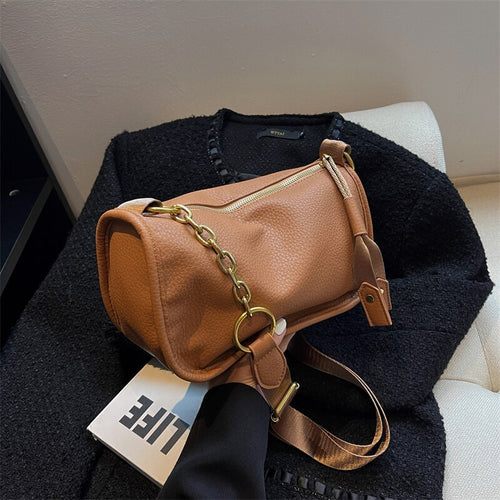Solid color leather casual messenger bag 2022 autumn and winter new style ladies shoulder bag mobile phone bag women's bag