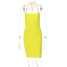 Load image into Gallery viewer, Spaghetti Strap Halter Bodycon Dress Summer Casual Party Vacation 2021 Mini Tight Sundresses Women Sleeveless Backless Dresses