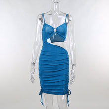 Load image into Gallery viewer, Spaghetti Strap Sexy Cut Out Mini Dresses Women Backless Bodycon Drawstring Tight Party Club Short Dress Summer Vacation Outfits