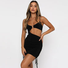 Load image into Gallery viewer, Spaghetti Strap Sexy Cut Out Mini Dresses Women Backless Bodycon Drawstring Tight Party Club Short Dress Summer Vacation Outfits