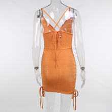 Load image into Gallery viewer, Spaghetti Strap Sexy Knitted Bodycon Mini Dresses Women Deep V Neck Backless Drawstring Party Club Short Dress Summer Vacation