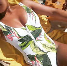 Load image into Gallery viewer, Sport Women One Piece Swimsuit High Quality Swimwear Printed Push Up Monokini Summer Bathing Suit Tropical Bodysuit Female
