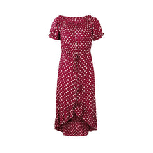 Load image into Gallery viewer, Spring 2021 New Ladies Dot Polka Print Dress Women Tassel Button Off The Shoulder Dress For Woman Sexy Slash Neck Summer Dress