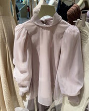 Load image into Gallery viewer, Spring 2022 Solid Ol Slim Blusas Sweet Lantern Long Sleeve Pullover Blouse Women Gauze Patchwork Elegant Shirt Feminino