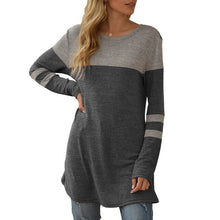 Load image into Gallery viewer, Spring Autumn  Women T-Shirts New Fashion Splicing O-Neck Long Sleeves Soft Tees Loose Fit Casual ChicTops Femme Sweatshirt