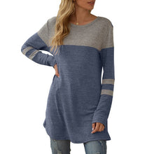 Load image into Gallery viewer, Spring Autumn  Women T-Shirts New Fashion Splicing O-Neck Long Sleeves Soft Tees Loose Fit Casual ChicTops Femme Sweatshirt