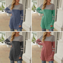 Load image into Gallery viewer, Spring Autumn  Women T-Shirts New Fashion Splicing O-Neck Long Sleeves Soft Tees Loose Fit Casual ChicTops Femme Sweatshirt