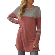 Load image into Gallery viewer, Spring Autumn  Women T-Shirts New Fashion Splicing O-Neck Long Sleeves Soft Tees Loose Fit Casual ChicTops Femme Sweatshirt