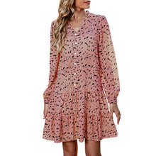Load image into Gallery viewer, Spring Autumn Women&#39;s Dress Long Sleeve Print Sexy Fashion V Neck Flared Holiday A-Line Short Dress Casual Elegant Lady Vestido