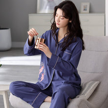 Load image into Gallery viewer, Spring Cardigan Sleepwear Women Fish Print Purple Pajamas Set Cotton Long Sleeve Home Clothes Loose Large Size Women Pijama XXXL