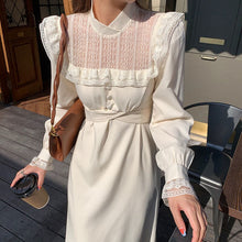 Load image into Gallery viewer, Spring Fairy Dress Women Elegant Lace Patchwork Sweet Party Midi Dress Hollow Out High Street Korean Kawaii Dress Women 2021 New