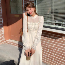 Load image into Gallery viewer, Spring Fairy Dress Women Elegant Lace Patchwork Sweet Party Midi Dress Hollow Out High Street Korean Kawaii Dress Women 2021 New