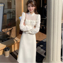 Load image into Gallery viewer, Spring Fairy Dress Women Elegant Lace Patchwork Sweet Party Midi Dress Hollow Out High Street Korean Kawaii Dress Women 2021 New