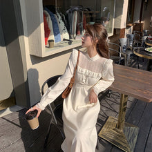 Load image into Gallery viewer, Spring Fairy Dress Women Elegant Lace Patchwork Sweet Party Midi Dress Hollow Out High Street Korean Kawaii Dress Women 2021 New