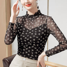 Load image into Gallery viewer, Spring Floral Long-sleeved Bottoming Shirt 2021 New Ladies Tops Fashion Casual Ruffles Shirt Plus Size Women T-Shirt