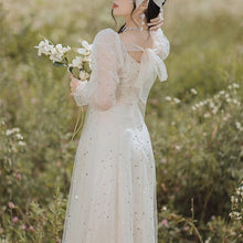 Load image into Gallery viewer, Spring French Fairy Dress Women Elegant Patchwork Sequin Party Dress Female V-neck Sweet Kawaii Korean Dress Women 2021 New