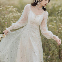 Load image into Gallery viewer, Spring French Fairy Dress Women Elegant Patchwork Sequin Party Dress Female V-neck Sweet Kawaii Korean Dress Women 2021 New