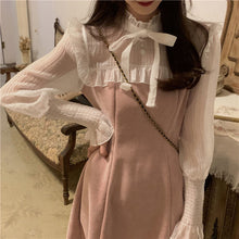 Load image into Gallery viewer, Spring Kawaii Dress Women Elegant Bandage Patchwork Mini Dress Female Casual Japanese Style Streetwear Korean Dress Women 2021