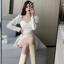 Load image into Gallery viewer, Spring Kawaii DressWomen Elegant Sweet Split Mini Dress Female High Street Casual Bandage Designer Korean Party Dress 2021 New