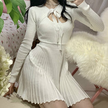 Load image into Gallery viewer, Spring Kawaii Sweater Dress Women Elegant Patchwork Sexy Knitted Dress Female Japanese Sweet Designer Korean Dress Women 2021