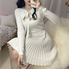 Load image into Gallery viewer, Spring Kawaii Sweater Dress Women Elegant Patchwork Sexy Knitted Dress Female Japanese Sweet Designer Korean Dress Women 2021