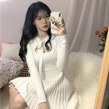 Load image into Gallery viewer, Spring Kawaii Sweater Dress Women Elegant Patchwork Sexy Knitted Dress Female Japanese Sweet Designer Korean Dress Women 2021