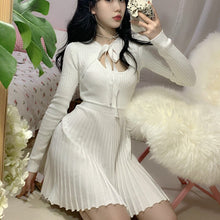 Load image into Gallery viewer, Spring Kawaii Sweater Dress Women Elegant Patchwork Sexy Knitted Dress Female Japanese Sweet Designer Korean Dress Women 2021