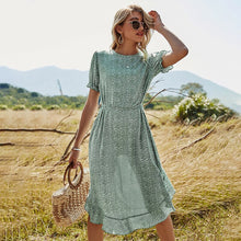 Load image into Gallery viewer, Spring Ladies New Ruffles Dot Print Dress Women Casual O Neck High Waist Lace Up Dress For Women 2021 Fashion Summer Dress