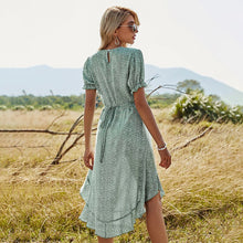 Load image into Gallery viewer, Spring Ladies New Ruffles Dot Print Dress Women Casual O Neck High Waist Lace Up Dress For Women 2021 Fashion Summer Dress