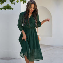 Load image into Gallery viewer, Spring New Chiffon Dress Women Casual Solid Color  V Neck Three Quarter Sleeve High Waist Dress For Women 2021 Summer Dress
