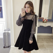 Load image into Gallery viewer, Spring New Elegant Two Piece Dress for Women Women Winter Korean A-Line O-Neck Tops and Black Sundress Streetwear Dress Vestidos