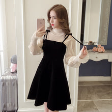 Load image into Gallery viewer, Spring New Elegant Two Piece Dress for Women Women Winter Korean A-Line O-Neck Tops and Black Sundress Streetwear Dress Vestidos