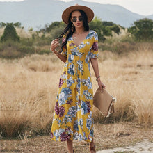 Load image into Gallery viewer, Spring New Long Floral Dress Women 2021 Sexy V Neck Slim High Waist Bandage Summer Dress Ladies A Line Print Maxi Dresses