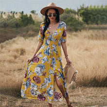 Load image into Gallery viewer, Spring New Long Floral Dress Women 2021 Sexy V Neck Slim High Waist Bandage Summer Dress Ladies A Line Print Maxi Dresses