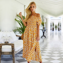 Load image into Gallery viewer, Spring New Off The Shoulder Dress Women Casual Slim High Waist Print Dress For Women 2021 Sexy Slash Neck Summer Dress