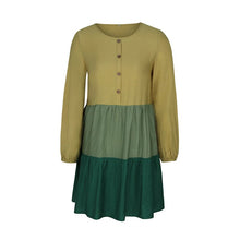 Load image into Gallery viewer, Spring New Patchwork Dress Women Casual Full Sleeve O Neck Button Simple Dress For Women 2021 Summer Dress