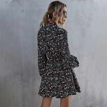 Load image into Gallery viewer, Spring New Short Print Dress Women Casual Lantern Sleeve Ruffles High Waist Floral Dress For Women 2021 Summer Dress