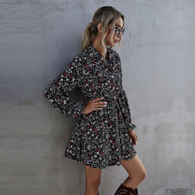 Load image into Gallery viewer, Spring New Short Print Dress Women Casual Lantern Sleeve Ruffles High Waist Floral Dress For Women 2021 Summer Dress