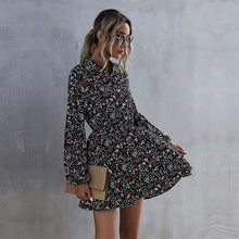 Load image into Gallery viewer, Spring New Short Print Dress Women Casual Lantern Sleeve Ruffles High Waist Floral Dress For Women 2021 Summer Dress