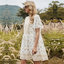 Load image into Gallery viewer, Spring New Sleeveless Print Dress Women Casual O Neck White Sweet Sling Dress For Women 2021 Short Summer Dress