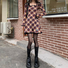 Load image into Gallery viewer, Spring Plaid Lolita Dress Women Elegant Japanese Kawaii Paty Mini Dress Female Casual High Street Korean Dress Women 2021 New