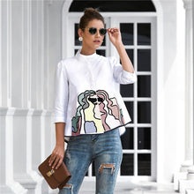 Load image into Gallery viewer, Spring Summer Embroidery Print Blouses Women Casual Three Quarter Sleeve Fashion Blouse Shirt Top For Women 2021 New