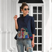 Load image into Gallery viewer, Spring Summer Embroidery Print Blouses Women Casual Three Quarter Sleeve Fashion Blouse Shirt Top For Women 2021 New