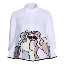 Load image into Gallery viewer, Spring Summer Embroidery Print Blouses Women Casual Three Quarter Sleeve Fashion Blouse Shirt Top For Women 2021 New