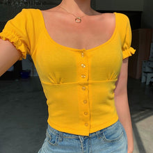 Load image into Gallery viewer, Spring Summer Ladies Elegant Fashion Short Sleeve Solid Print Tank Tops Women 2021 New Office Lady Button Short Shirts