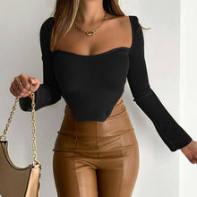 Load image into Gallery viewer, Spring Summer Ladies Office Lady Square Collar Solid Midweight Blouses Women 2021 New Elegant Fashion Full Sleeve Pullover