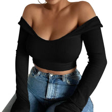 Load image into Gallery viewer, Spring Summer Ladies Street Style Raglan Full Sleeve Casual Solid Blouses Women 2021 New Slash Neck Midweight Short Pullover